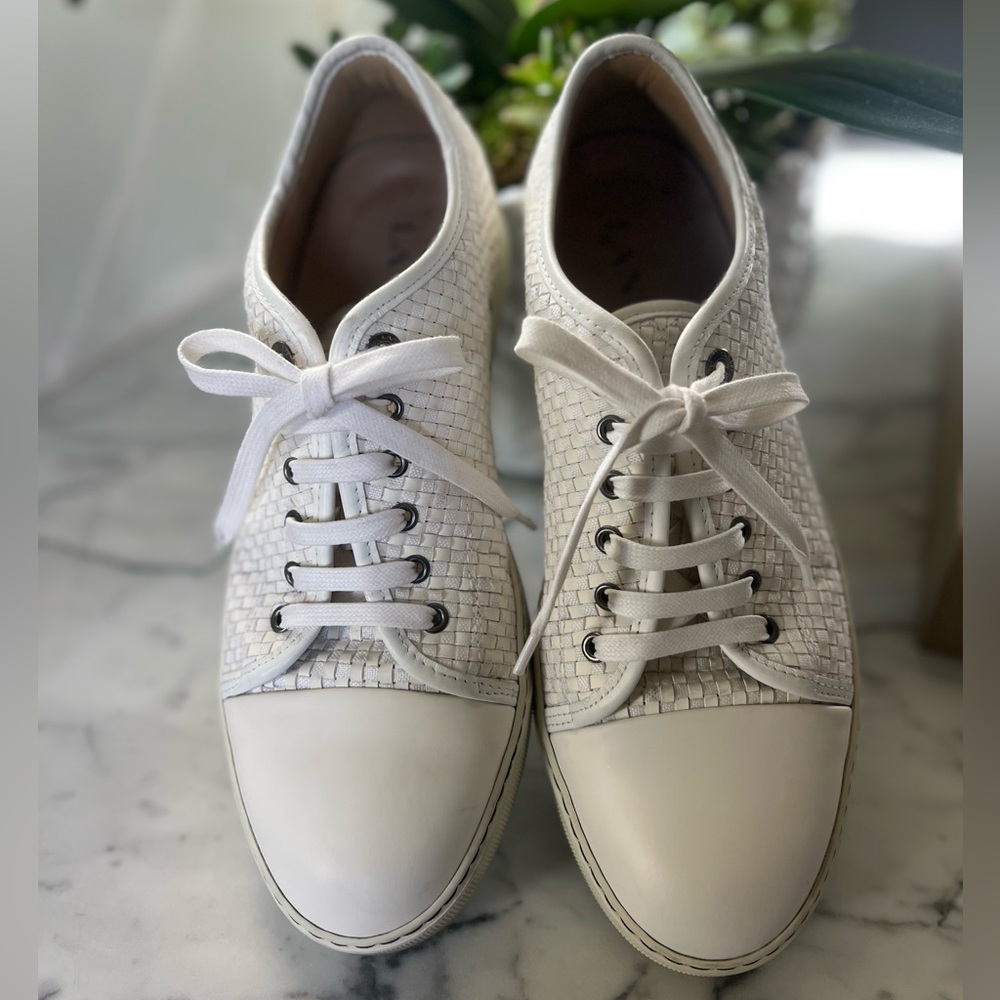 Men’s LANVIN Designer Sneakers - White Weave